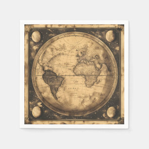 Rustic Vintage World Map Globe (6) Napkin