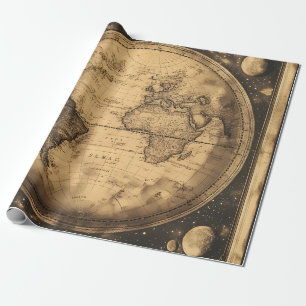 Rustic Vintage World Map Globe (6) Wrapping Paper