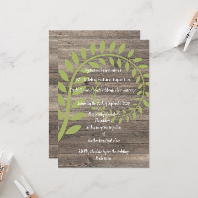 RUSTIC VINTGE BOTANICAL WEDDING INVITATION (Front/Back In Situ)