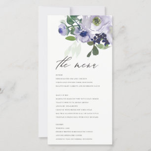 Rustic Violet Purple Floral Leafy Menu Card