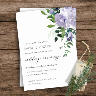 Rustic Violet Purple Floral Leafy Wedding Invite
