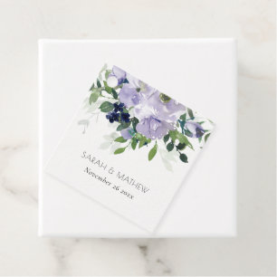 Rustic Violet Purple Navy Floral Leafy Wedding Favour Tags