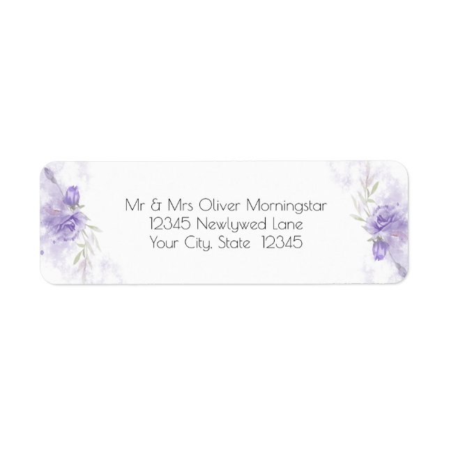 Rustic Violet Purple Rose Floral Label (Front)