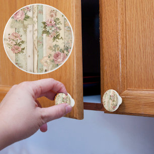 Rustic Vitage Rose Ceramic Knob