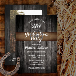 Rustic Wagon Wheel Class Year Graduation Party Invitation