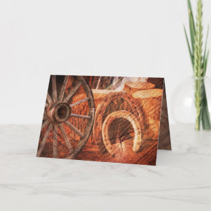 Rustic Wagon Wheel Horseshoes Western Style Card