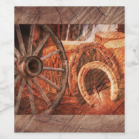 Rustic Wagon Wheel Horseshoes Western Style