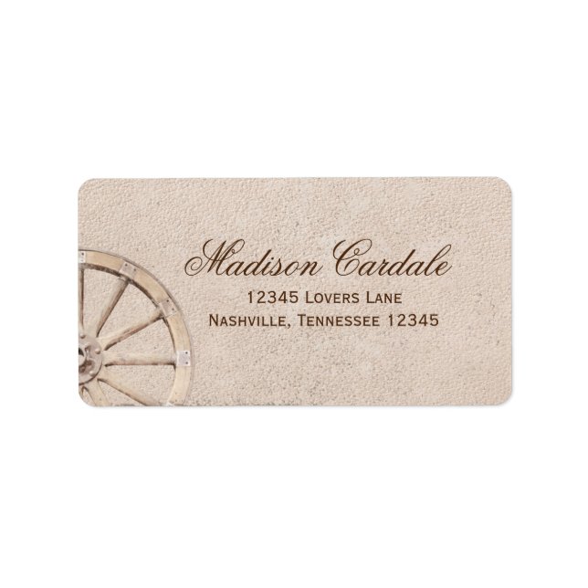 Rustic Wagon Wheel Longhorn Wedding Address Labels (Front)