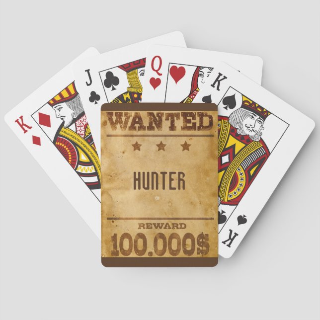 Rustic Wanted $100000 Personalised  Playing Cards (Back)