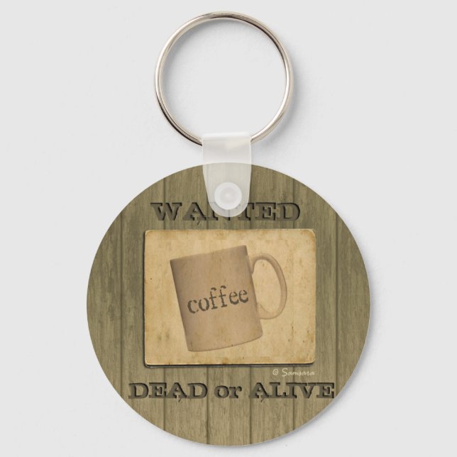 Rustic Wanted Dead or Alive Sign - Customisable Key Ring (Front)