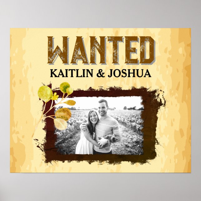 Rustic WANTED Photo 🤠 Western Wedding  Poster (Front)