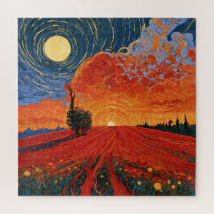Rustic Warm Interiors Minimalist Sunset Jigsaw Puzzle