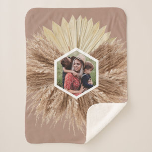 Rustic Warm Neutral Colours Custom Photos Sherpa Blanket