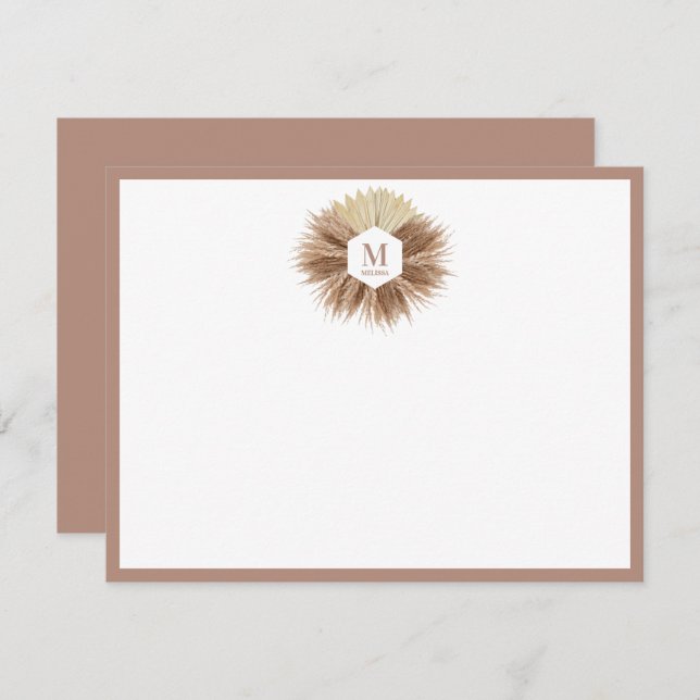 Rustic Warm Neutral Colours Monogram  Card (Front/Back)