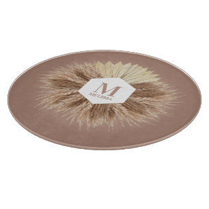 Rustic Warm Neutral Colours Monogram  Cutting Board