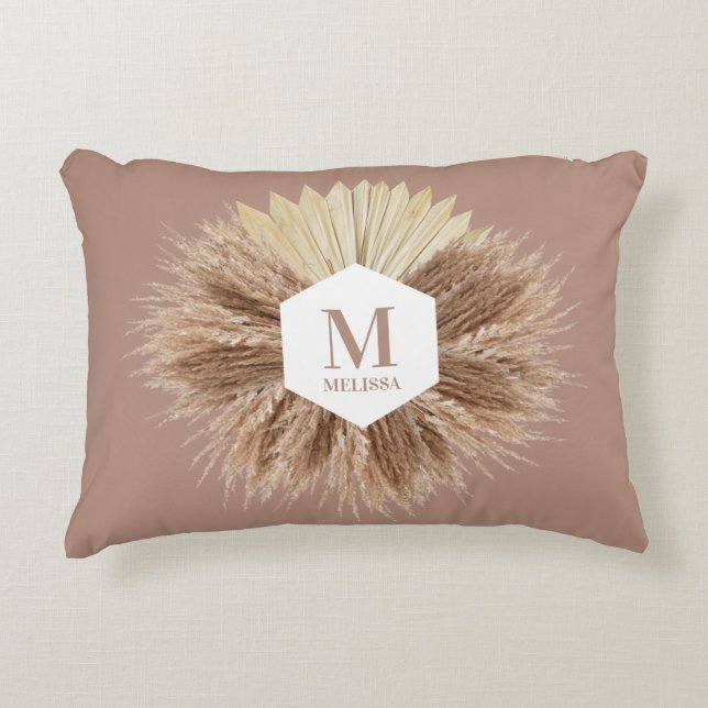 Rustic Warm Neutral Colours Monogram  Decorative Cushion (Front)
