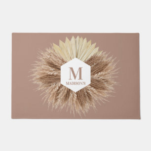 Rustic Warm Neutral Colours Monogram  Doormat