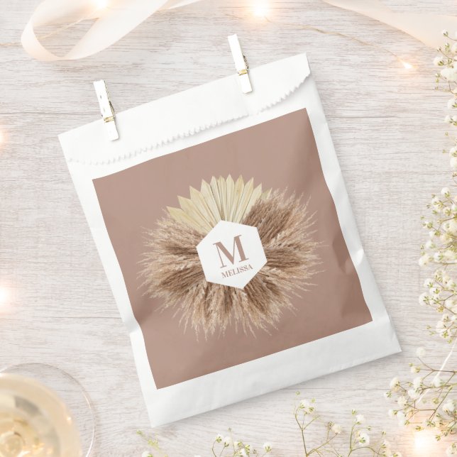 Rustic Warm Neutral Colours Monogram  Favour Bags (Clipped)