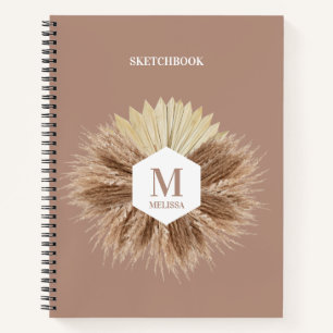 Rustic Warm Neutral Colours Monogram  Notebook