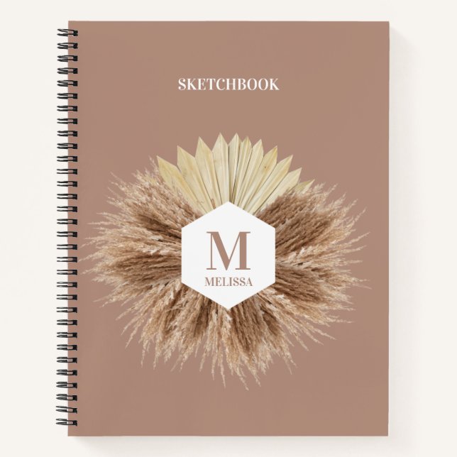 Rustic Warm Neutral Colours Monogram  Notebook (Front)