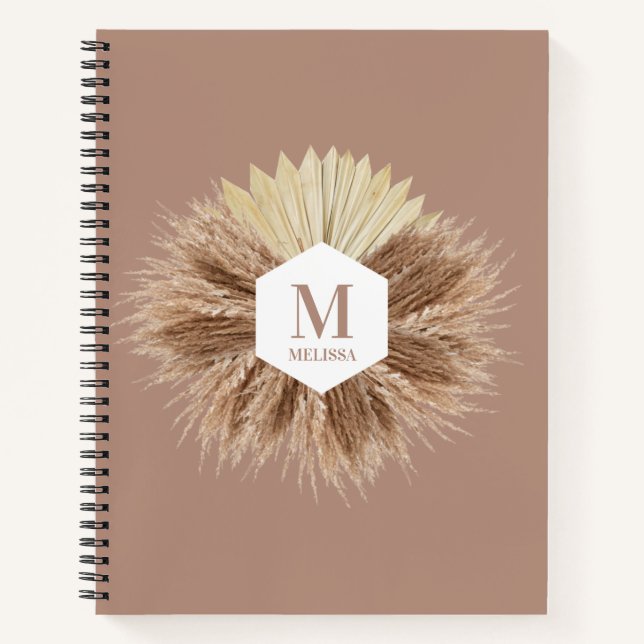 Rustic Warm Neutral Colours Monogram  Notebook (Front)