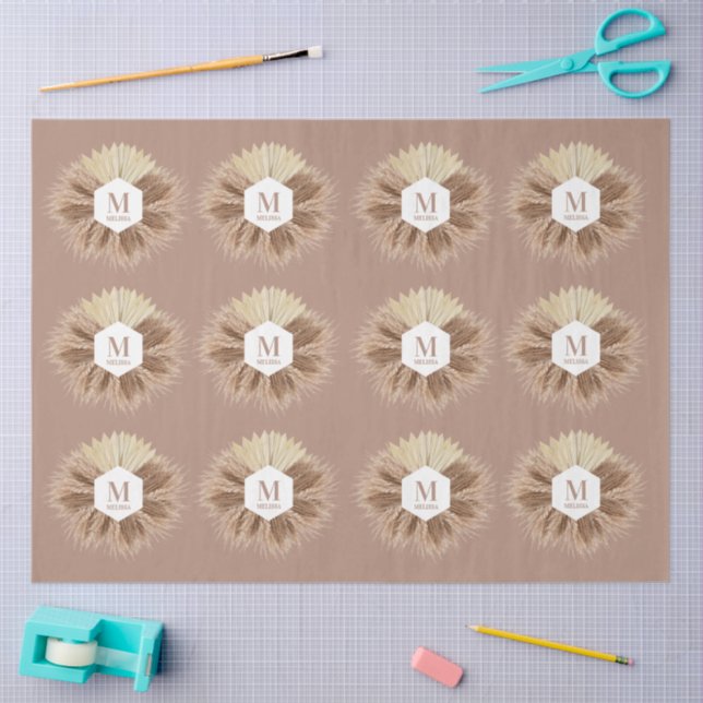 Rustic Warm Neutral Colours Monogram  Tissue Paper (Craft)