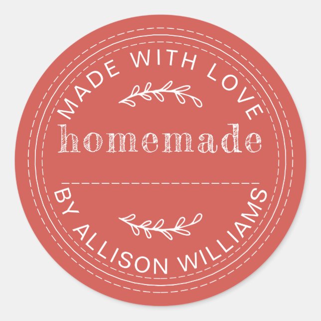 Rustic Warm Red Homemade Baked Goods Classic Round Sticker (Front)