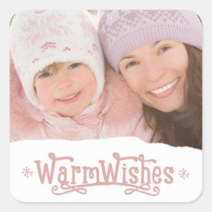 Rustic Warm Wishes Holiday Photo Stickers