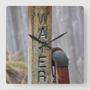 Rustic Water Valve Square Wall Clock