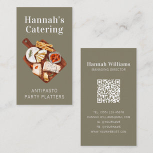 Rustic Watercolor Antipasto Platter Catering Business Card