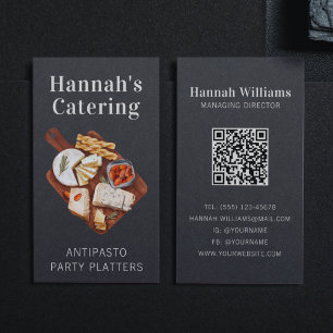 Rustic Watercolor Antipasto Platter Catering Business Card