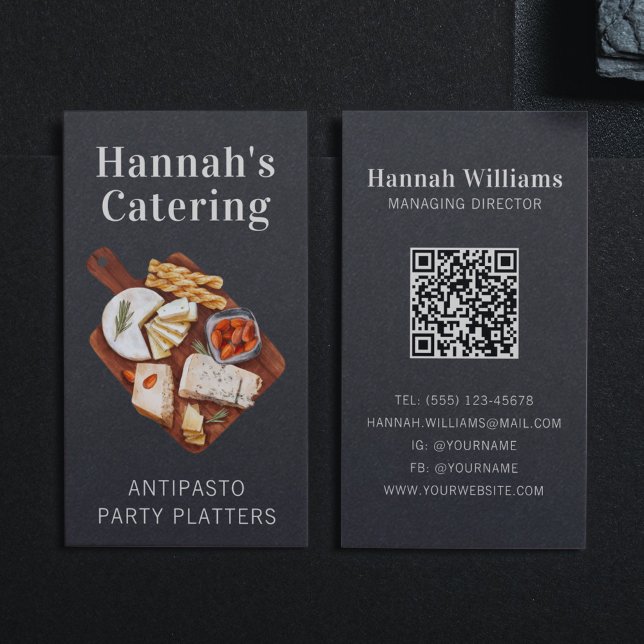 Rustic Watercolor Antipasto Platter Catering Business Card (Creator Uploaded)