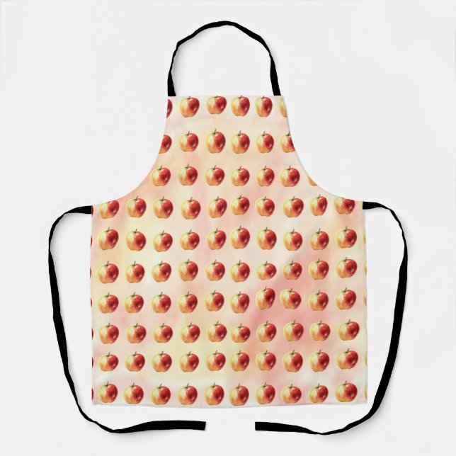 Rustic Watercolor Apple Pattern Apron (Front)