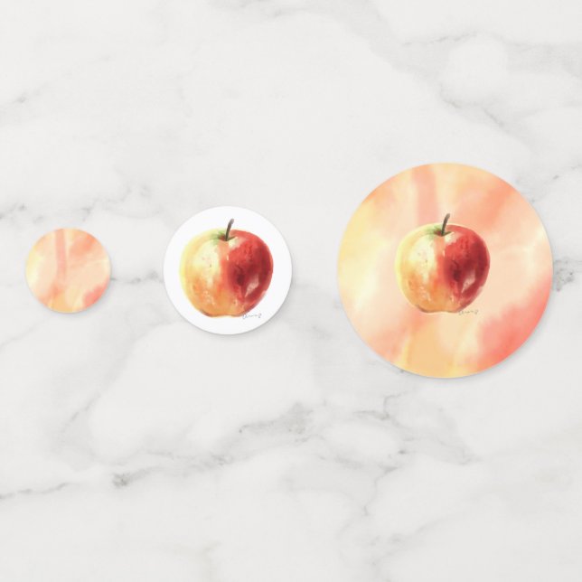 Rustic Watercolor Apple Pattern Confetti (Fronts)