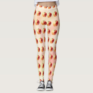 Rustic Watercolor Apple Pattern Leggings