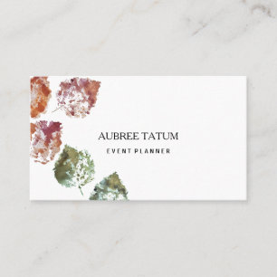 Rustic Watercolor Art Falling Leaves Autumn Business Card