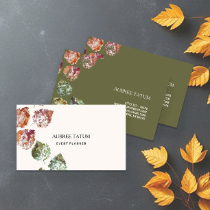 Rustic Watercolor Art Falling Leaves Autumn Business Card