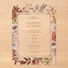 Rustic Watercolor Autumn Floral Frame Wedding