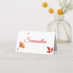 Rustic Watercolor Autumn Foliage Thanksgiving Place Card