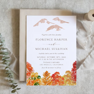 Rustic Watercolor Autumn Forest Fall Wedding Invitation