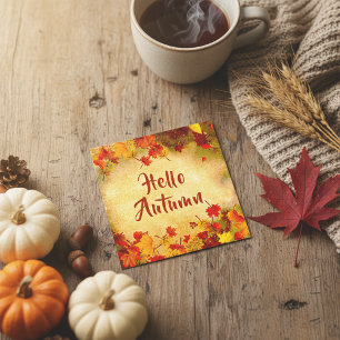 Rustic Watercolor Autumn Leaves Hello Autumn