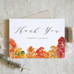Rustic Watercolor Autumn Woodland Fall Wedding Thank You Card<br><div class="desc">Customisable autumn theme thank you card. It features watercolor illustrations of orange, green and red trees with a matching woodland pattern. Personalise by adding names, messages and other details. This autumn forest thank you card is perfect for woodland theme and fall weddings, bridal showers, baby showers and so much more....</div>