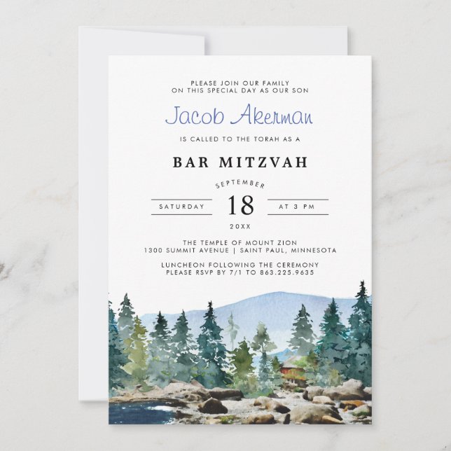 Rustic Watercolor Barn | Bar Mitzvah (Front)