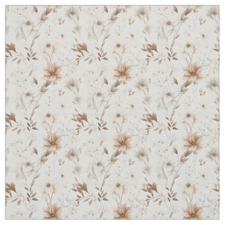 Rustic Watercolor Beige Bloom Elegance Fabric