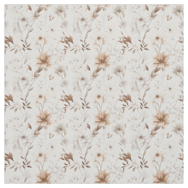 Rustic Watercolor Beige Bloom Elegance Fabric (Swatch)