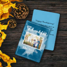 Rustic Watercolor Blue Fall Photo Thanksgiving