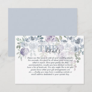 Rustic Watercolor Blue Floral Wedding Details Enclosure Card