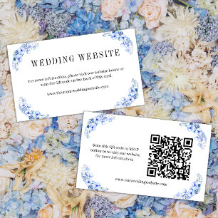 Rustic Watercolor Blue Floral Wedding Website Enclosure Card