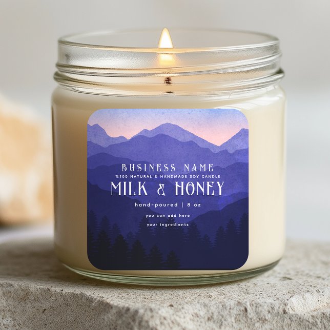Rustic Watercolor Blue Mountain Candle Label (Creator Uploaded)