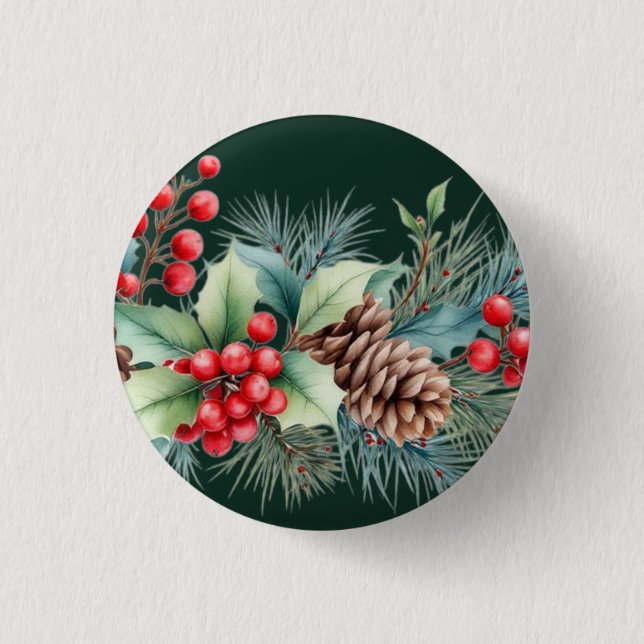 Rustic Watercolor Border 3 Cm Round Badge (Front)